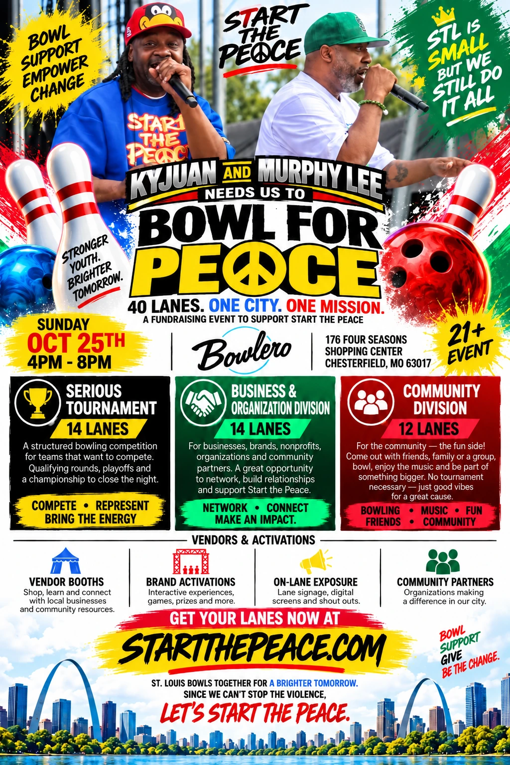Bowl for Peace on Sunday, October 25 from 4 PM to 8 PM at Bowlero Chesterfield